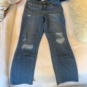 Distressed crop jeans